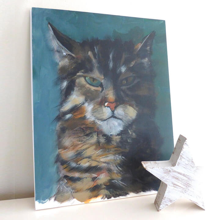 Acrylic cat portrait by Kriemhild Strobel-Hall