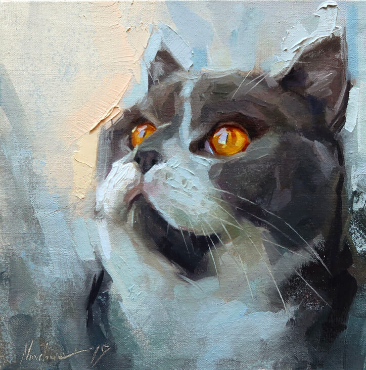 Cat Painting by MovchunArtStudio