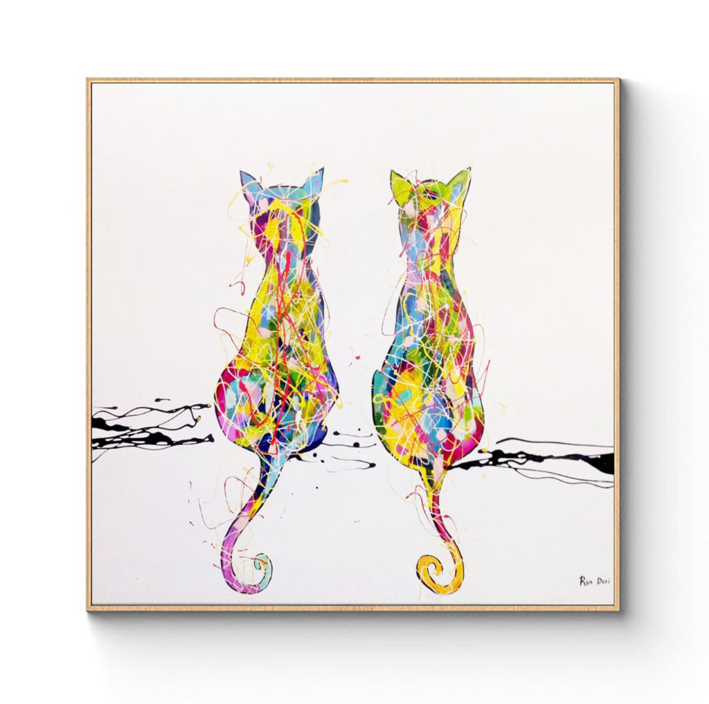 cats-painting-white-colorful-art-ron-deri