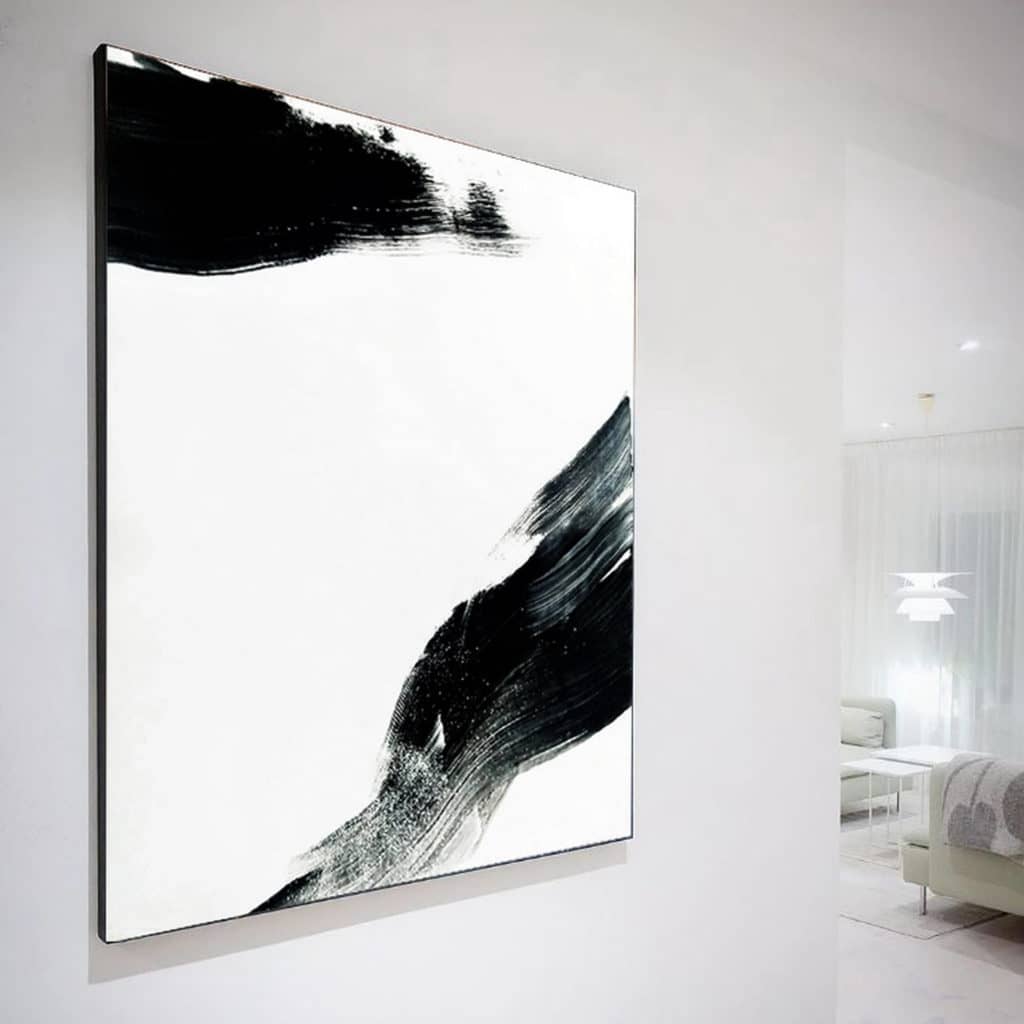 "Minimalism" - Black and white abstract artwork on canvas by Ron Deri