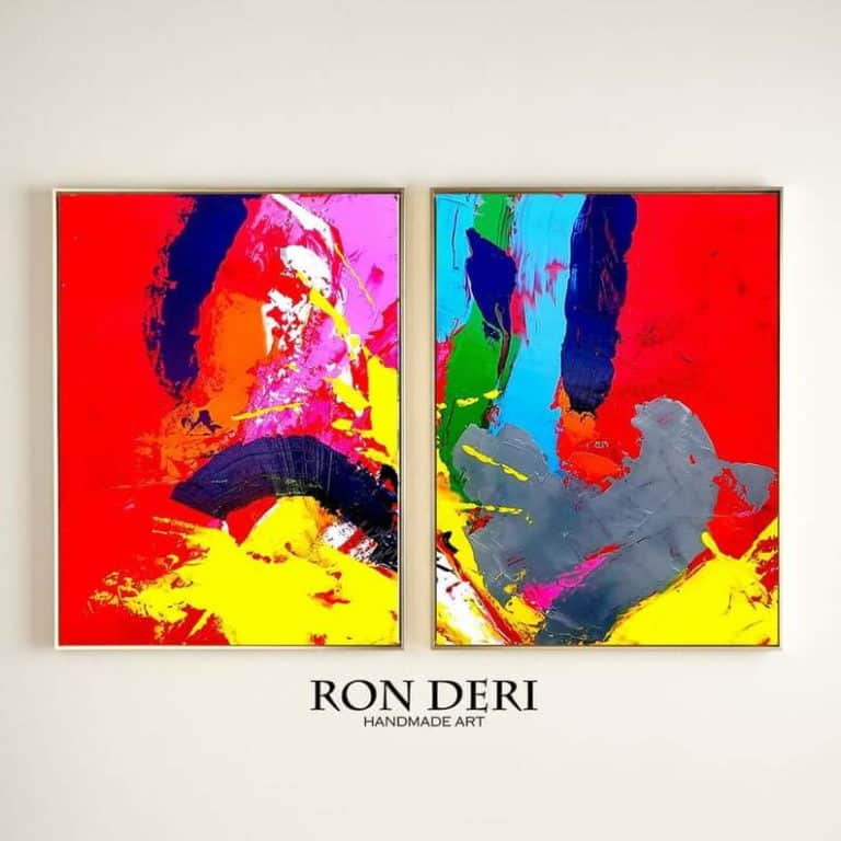 colorful red yellow painting abstract by ron deri (2)
