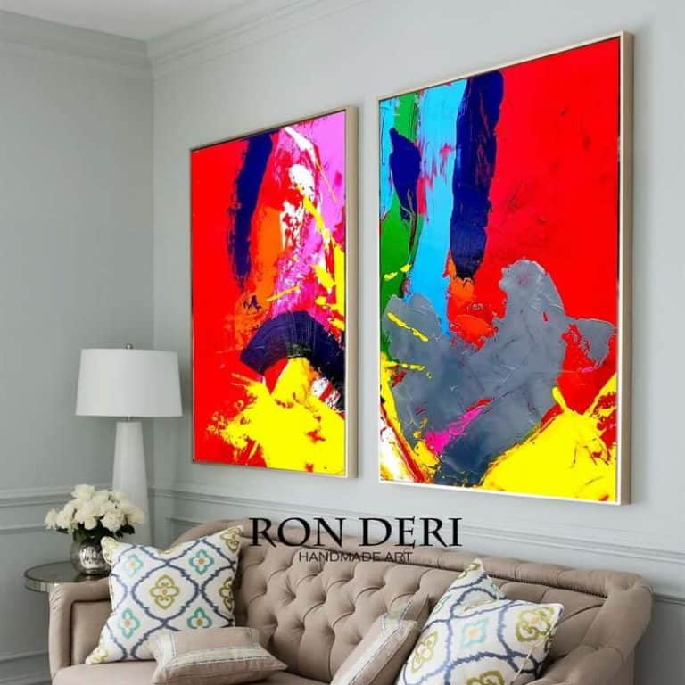colorful red yellow painting abstract by ron deri (2)