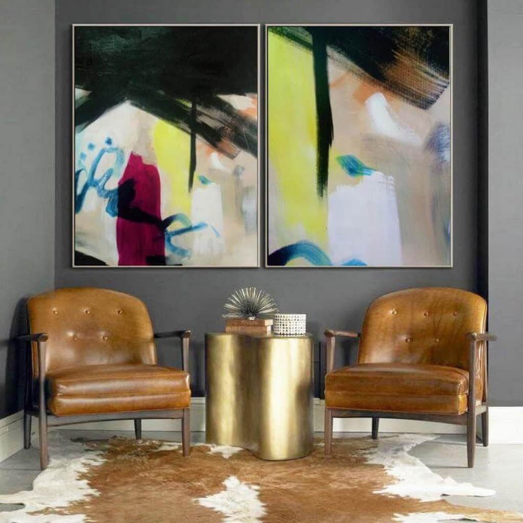 painting set of 2 abstract art by ron deri 3