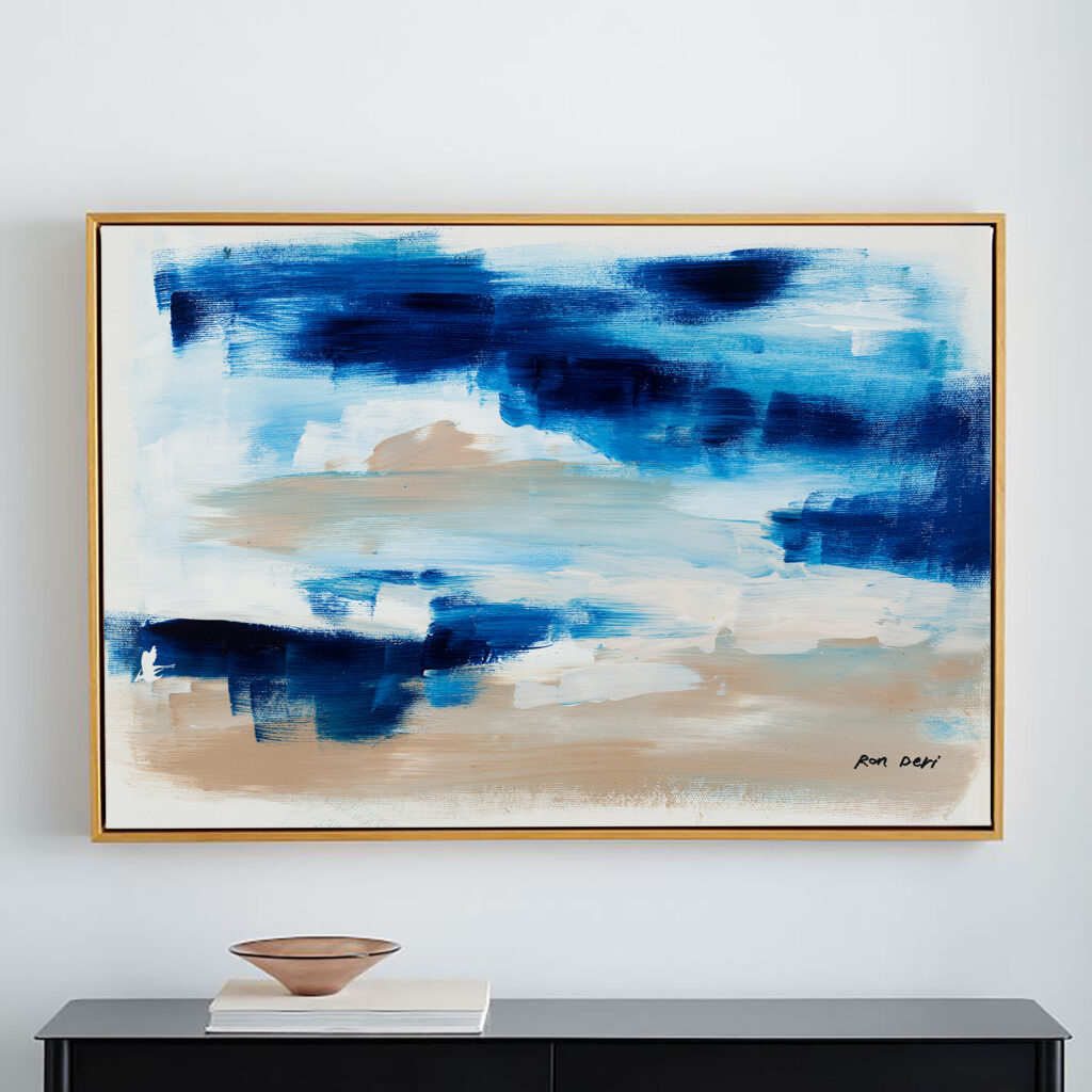 Break of Day: Blue Abstract Oil Painting Canvas Prints