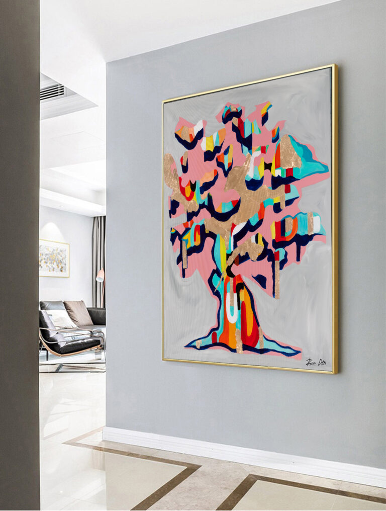 tree-of-life-abstract-painting-colorful-gold-leaf-art-ron-deri
