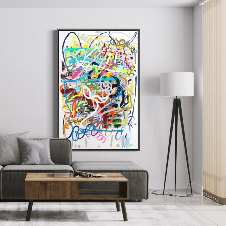 Framed Modern multicoloured blue Canvas Wall Abstract Art Picture Large Print L 
