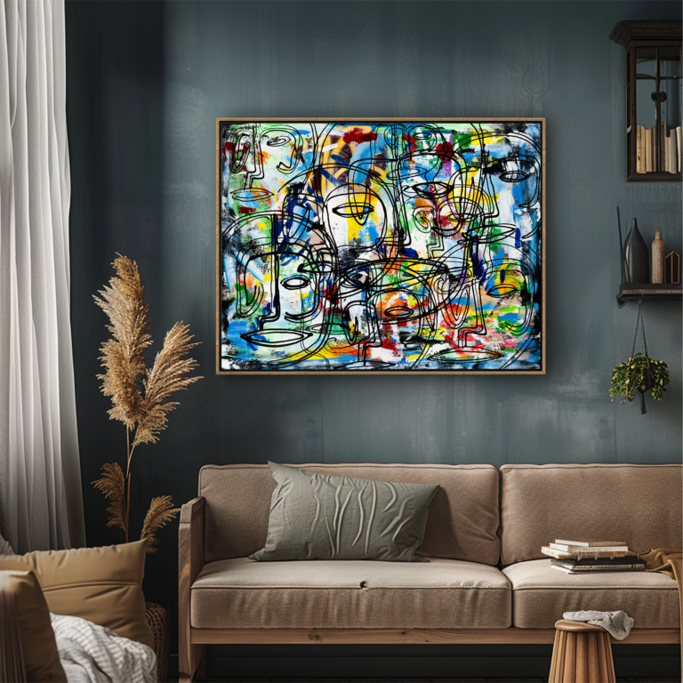 Surrealistic Canvas Art: Large Abstract Painting Contemporary Print Original Statement Piece Vibrant Home Office Decor 1